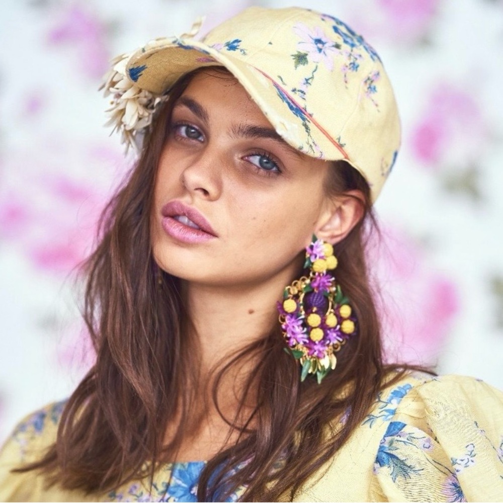 LoveShackFancy Therese Hat Sunshower Garden Yellow Floral